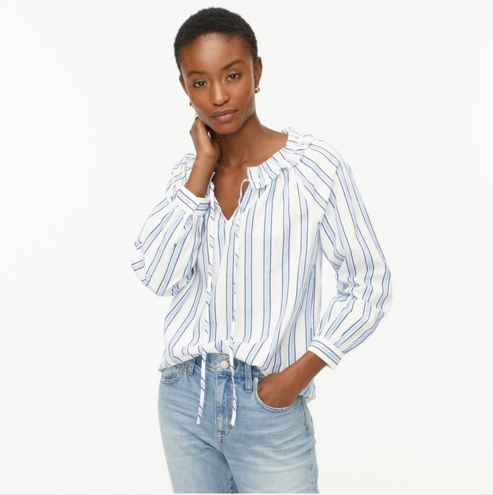 J. Crew | Tie-front Ruffle Top Size Small in Stripe Size Small Style AW850